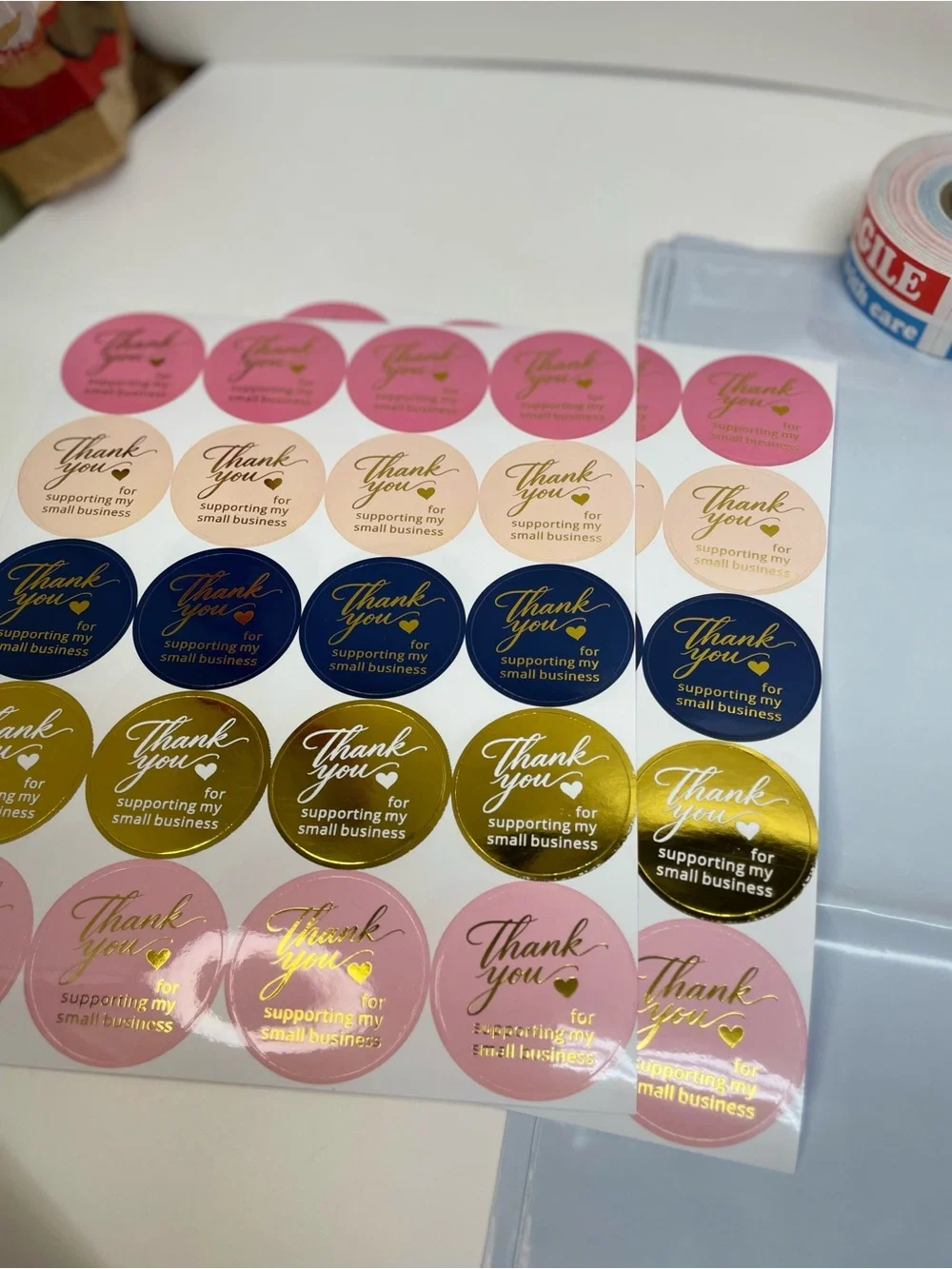 Christmas 20 Ploy Mailers Thank you and Fragile Sticker Bundle